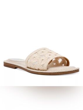 Dolce Vita Women's Jessamine Floral Eyelet Raffia Flat Sandals, Size 8